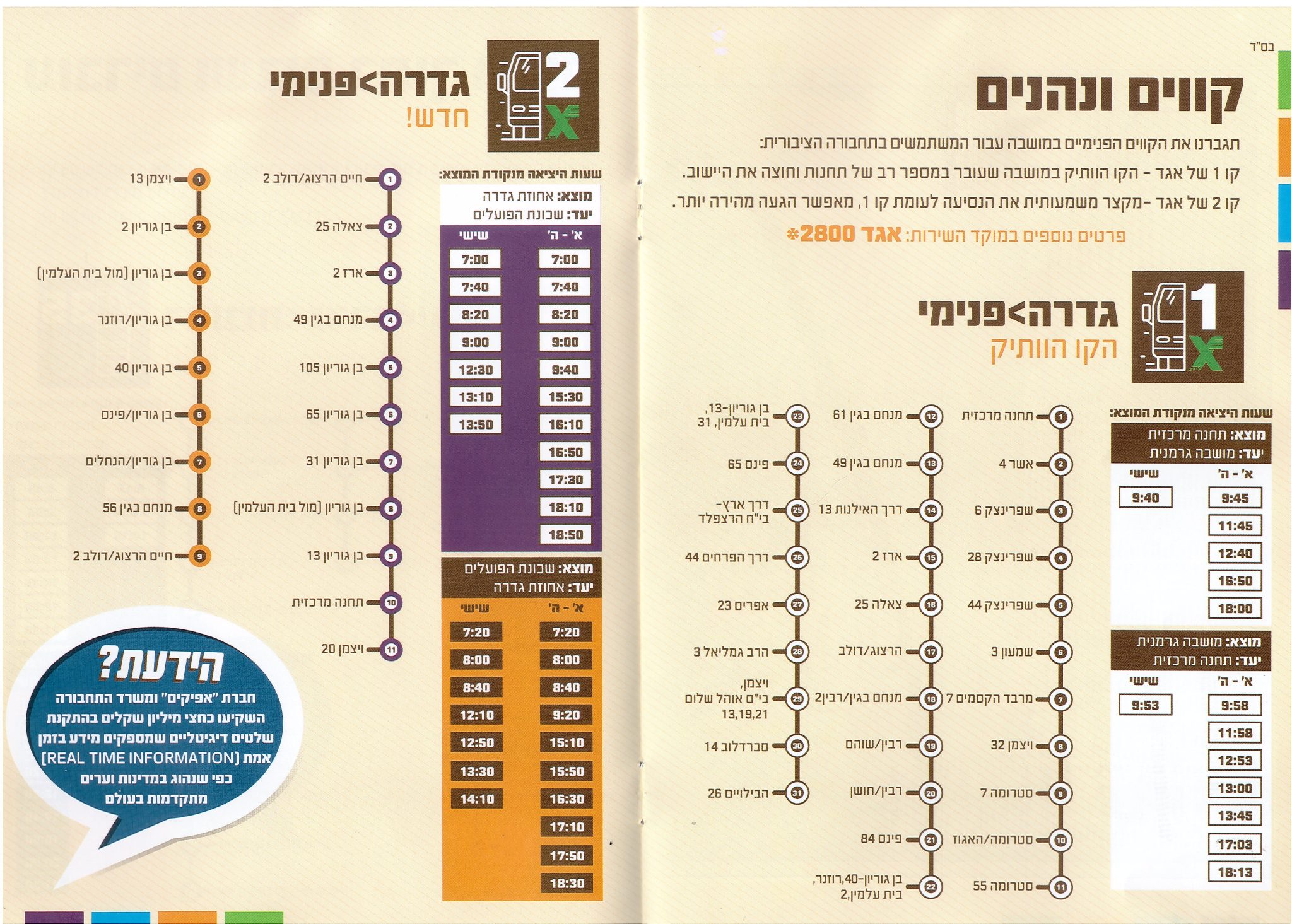 Internal Gedera bus route map