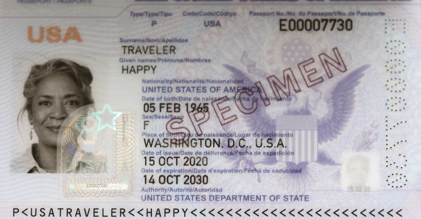 USA Passport main Page sample